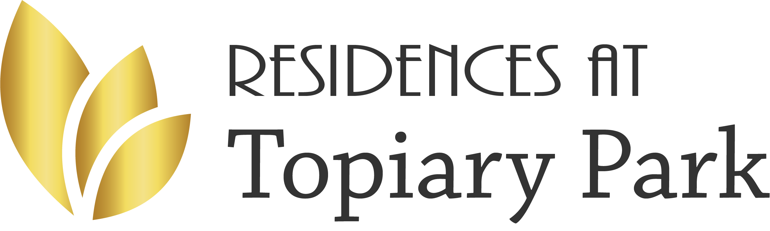a logo with the words ridges at topiary park on a green background